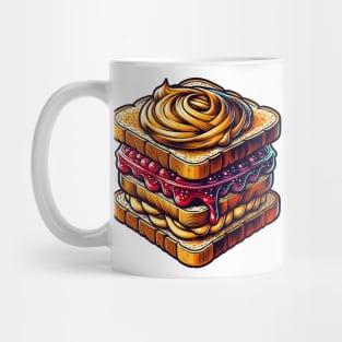 Peanut Butter And Jelly Toast Kawaii Vintage Sandwich Yummy Breakfast Mug